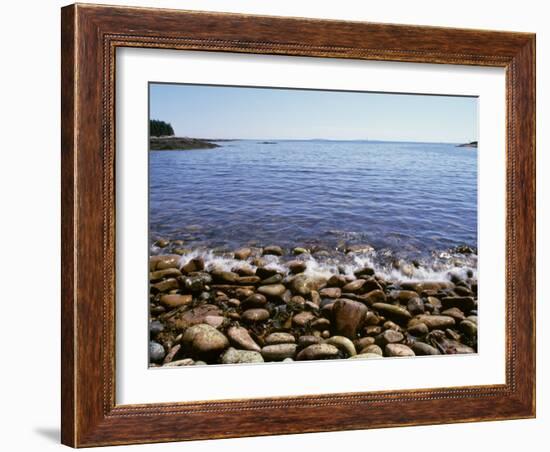 Maine, Acadia National Park, Wonderland Trail, Sea Waves Hitting Rocky Beach-null-Framed Photographic Print