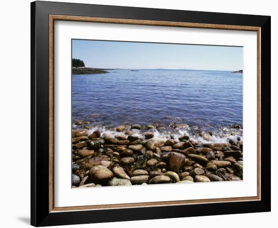 Maine, Acadia National Park, Wonderland Trail, Sea Waves Hitting Rocky Beach-null-Framed Photographic Print