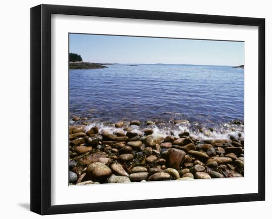 Maine, Acadia National Park, Wonderland Trail, Sea Waves Hitting Rocky Beach-null-Framed Photographic Print