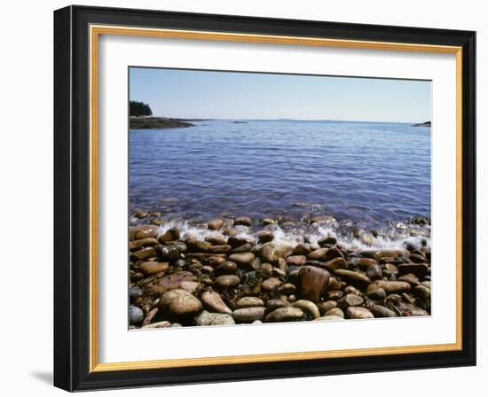 Maine, Acadia National Park, Wonderland Trail, Sea Waves Hitting Rocky Beach-null-Framed Photographic Print