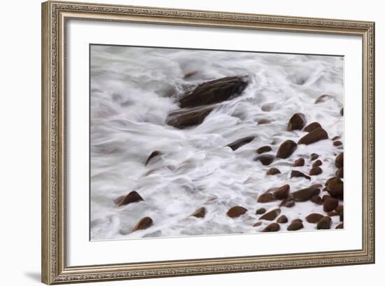 Maine, Acadia NP, Ocean Waves Breaking on Rocks Along Ocean Drive-Joanne Wells-Framed Photographic Print