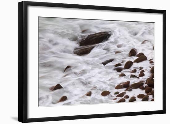 Maine, Acadia NP, Ocean Waves Breaking on Rocks Along Ocean Drive-Joanne Wells-Framed Photographic Print