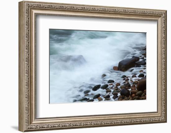 Maine, Acadia NP, Ocean Waves Breaking on Rocks Along Ocean Drive-Joanne Wells-Framed Photographic Print