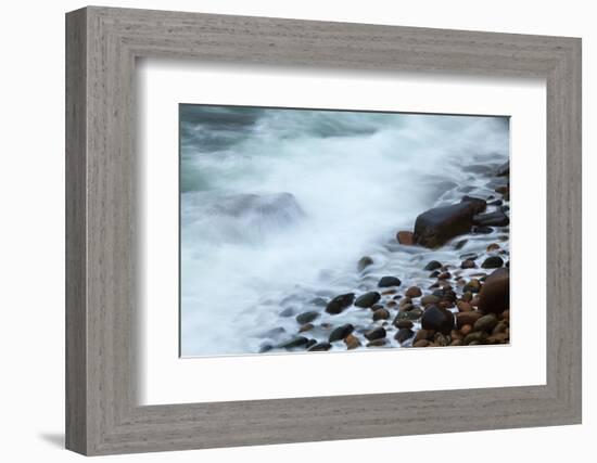 Maine, Acadia NP, Ocean Waves Breaking on Rocks Along Ocean Drive-Joanne Wells-Framed Photographic Print