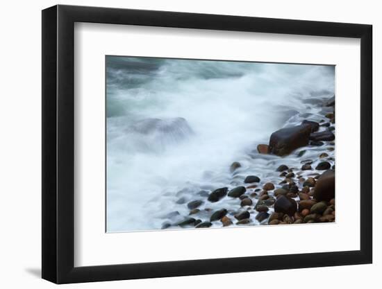 Maine, Acadia NP, Ocean Waves Breaking on Rocks Along Ocean Drive-Joanne Wells-Framed Photographic Print