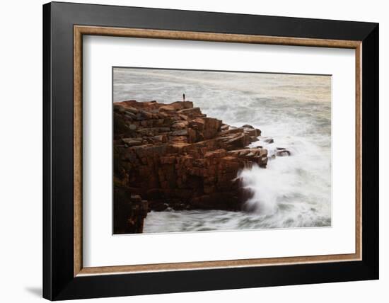 Maine, Acadia NP, Ocean Waves Breaking on Rocks Along Ocean Drive-Joanne Wells-Framed Photographic Print