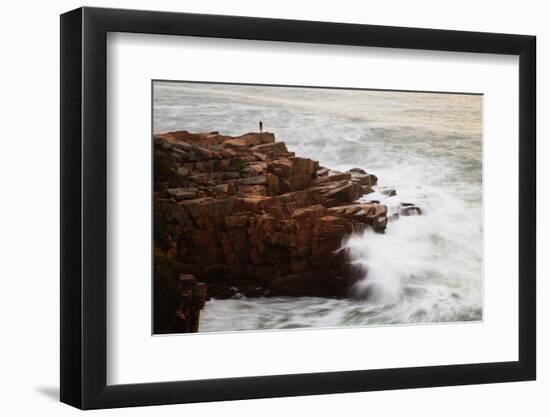 Maine, Acadia NP, Ocean Waves Breaking on Rocks Along Ocean Drive-Joanne Wells-Framed Photographic Print