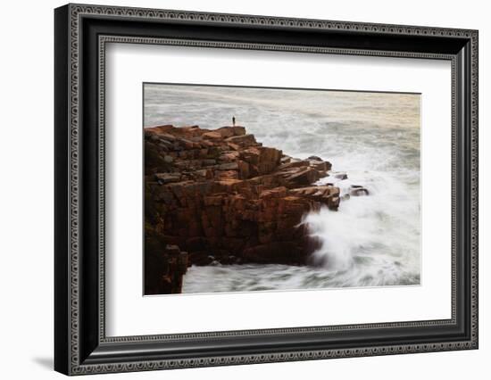 Maine, Acadia NP, Ocean Waves Breaking on Rocks Along Ocean Drive-Joanne Wells-Framed Photographic Print