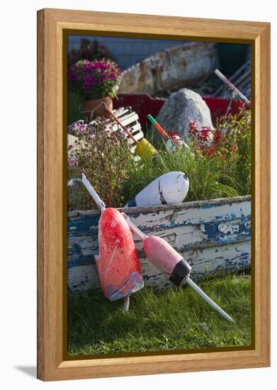 Maine, Bailey Island, Lobster Buoys-Walter Bibikow-Framed Premier Image Canvas