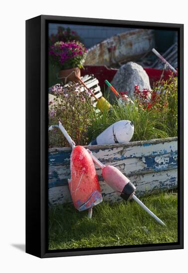 Maine, Bailey Island, Lobster Buoys-Walter Bibikow-Framed Premier Image Canvas