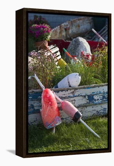 Maine, Bailey Island, Lobster Buoys-Walter Bibikow-Framed Premier Image Canvas