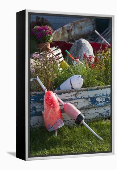 Maine, Bailey Island, Lobster Buoys-Walter Bibikow-Framed Premier Image Canvas