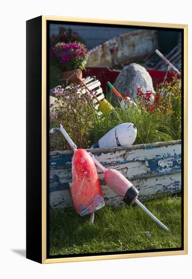 Maine, Bailey Island, Lobster Buoys-Walter Bibikow-Framed Premier Image Canvas