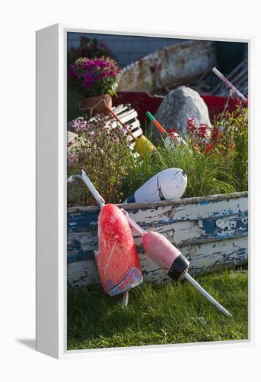 Maine, Bailey Island, Lobster Buoys-Walter Bibikow-Framed Premier Image Canvas