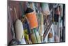 Maine, Bar Harbor. Colorful Lobster Trap Buoys Hanging on Wall-Cindy Miller Hopkins-Mounted Photographic Print