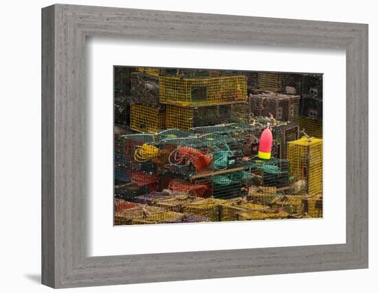 Maine, Bass Harbor, Lobster Traps and Buoy at Bass Harbor-Joanne Wells-Framed Photographic Print