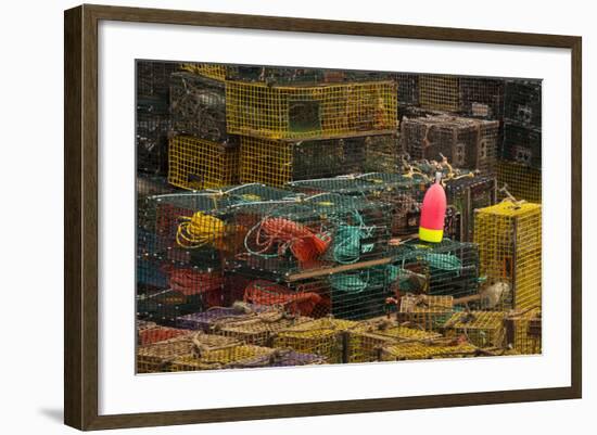 Maine, Bass Harbor, Lobster Traps and Buoy at Bass Harbor-Joanne Wells-Framed Photographic Print
