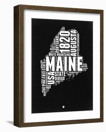 Maine Black and White Map-NaxArt-Framed Art Print