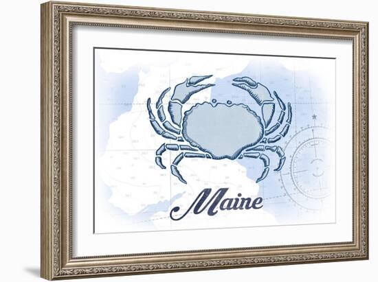 Maine - Crab - Blue - Coastal Icon-Lantern Press-Framed Art Print