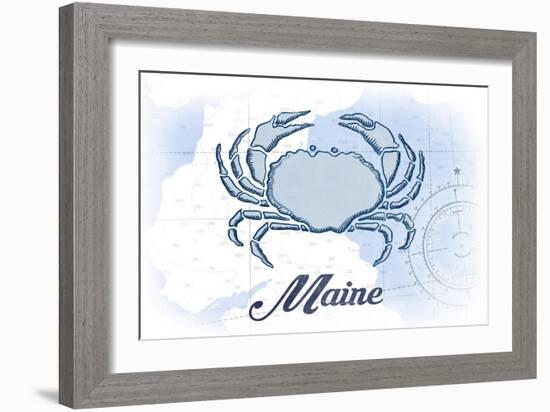 Maine - Crab - Blue - Coastal Icon-Lantern Press-Framed Art Print