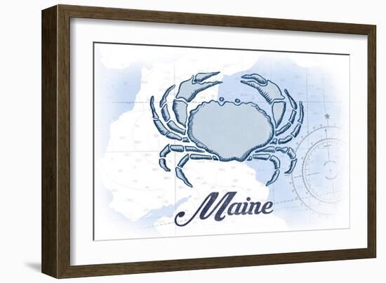 Maine - Crab - Blue - Coastal Icon-Lantern Press-Framed Art Print