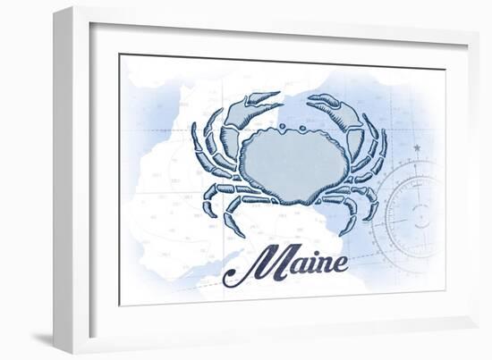 Maine - Crab - Blue - Coastal Icon-Lantern Press-Framed Art Print