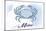 Maine - Crab - Blue - Coastal Icon-Lantern Press-Mounted Art Print