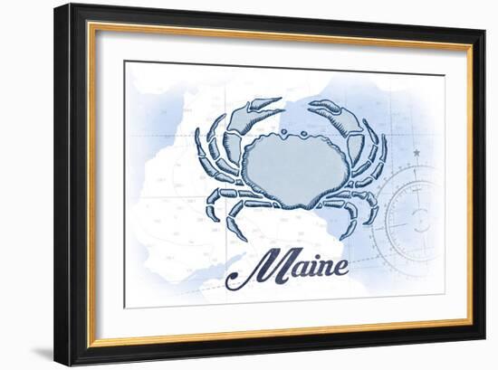 Maine - Crab - Blue - Coastal Icon-Lantern Press-Framed Art Print