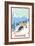 Maine - Downhill Skier Scene-Lantern Press-Framed Art Print