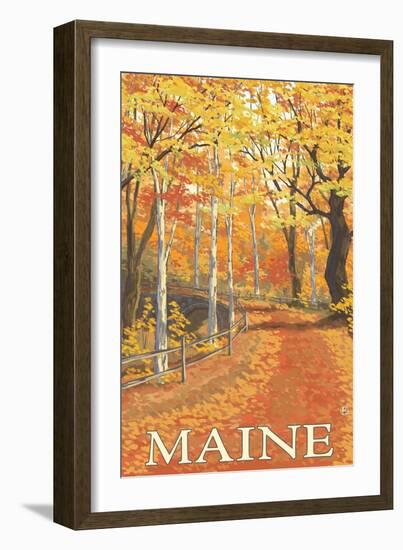 Maine, Fall Colors Scene-Lantern Press-Framed Art Print