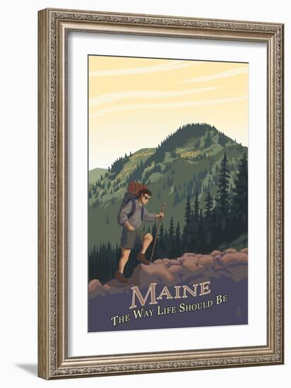 Maine - Hiking Scene - the Way Life Should Be-Lantern Press-Framed Art Print