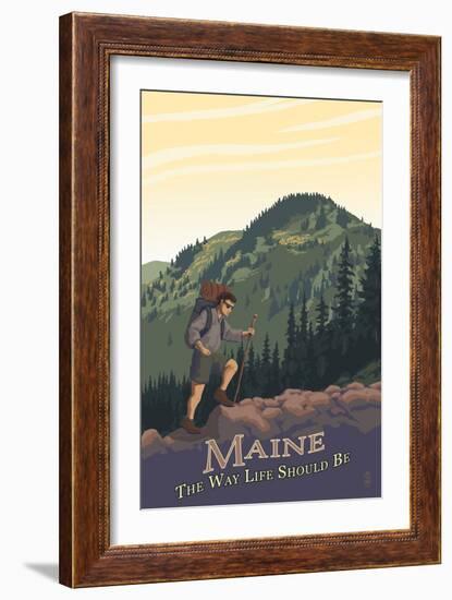 Maine - Hiking Scene - the Way Life Should Be-Lantern Press-Framed Art Print