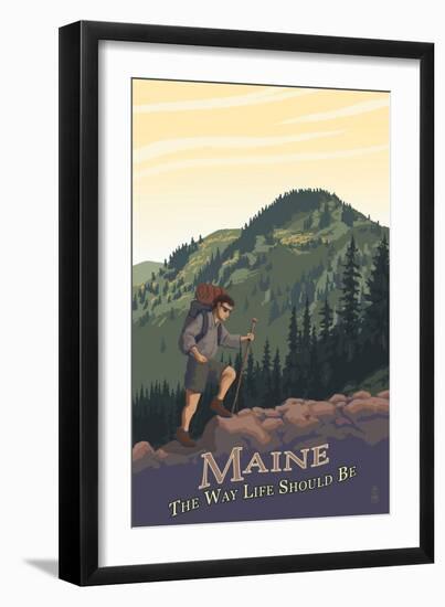 Maine - Hiking Scene - the Way Life Should Be-Lantern Press-Framed Art Print