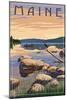 Maine - Lake Sunrise Scene-Lantern Press-Mounted Art Print