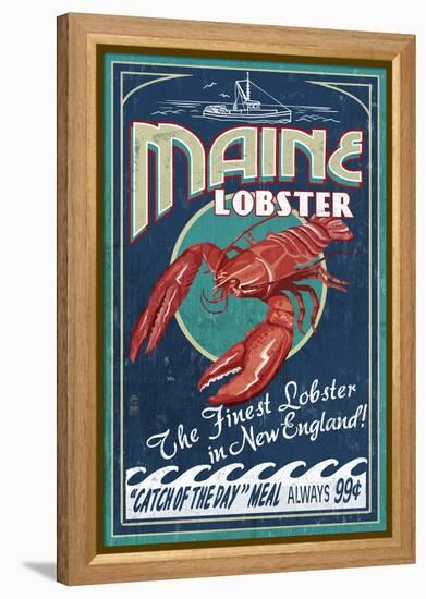 Maine Lobster-Lantern Press-Framed Stretched Canvas