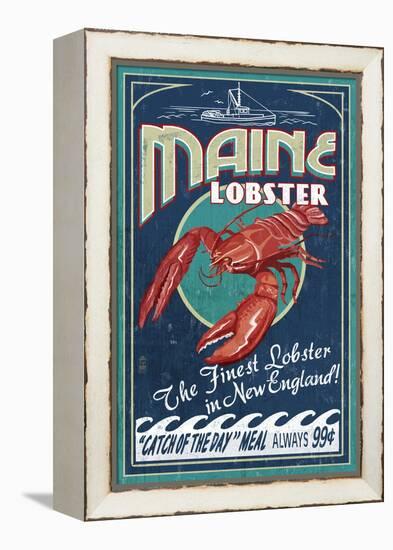 Maine Lobster-Lantern Press-Framed Stretched Canvas