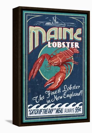 Maine Lobster-Lantern Press-Framed Stretched Canvas
