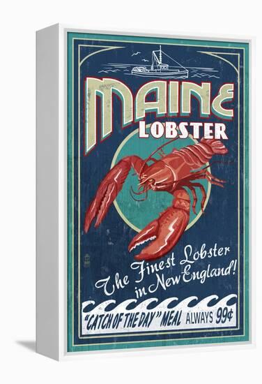 Maine Lobster-Lantern Press-Framed Stretched Canvas