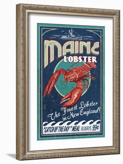 Maine Lobster-Lantern Press-Framed Art Print