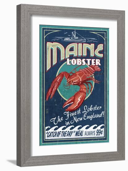 Maine Lobster-Lantern Press-Framed Art Print