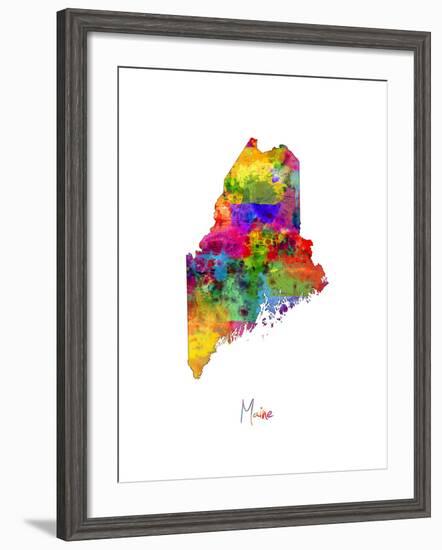 Maine Map-Michael Tompsett-Framed Art Print