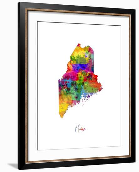 Maine Map-Michael Tompsett-Framed Art Print