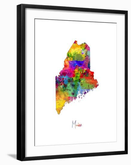 Maine Map-Michael Tompsett-Framed Art Print