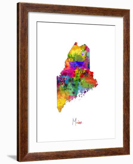 Maine Map-Michael Tompsett-Framed Art Print