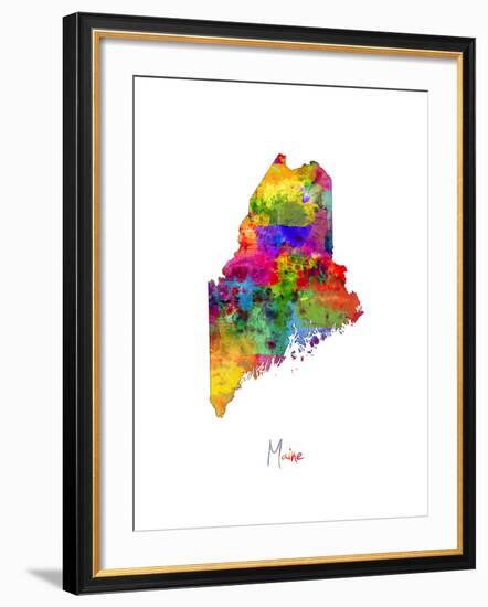 Maine Map-Michael Tompsett-Framed Art Print