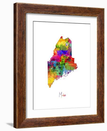 Maine Map-Michael Tompsett-Framed Premium Giclee Print