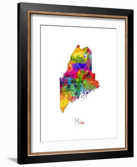 Maine Map-Michael Tompsett-Framed Art Print