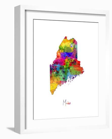 Maine Map-Michael Tompsett-Framed Art Print