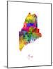 Maine Map-Michael Tompsett-Mounted Art Print