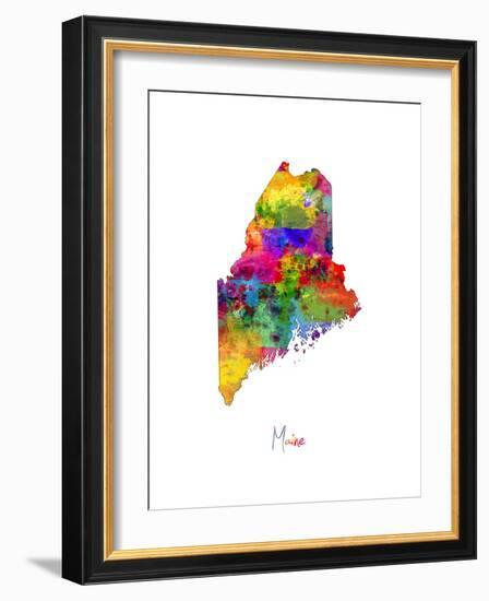 Maine Map-Michael Tompsett-Framed Art Print